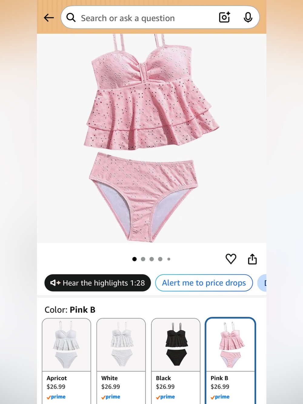 Amazon Pink Eyelet Ruffle Tankini Set - Picture 5 of 8